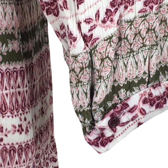 Cloud Chaser Button Up Burgundy Green Long Sleeve Pheasant Top size 1X - Picture 10 of 16